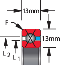 13 mm series, type X - four point contact, bearing profile