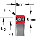 8 mm series (double sealed), type X - four point contact, bearing profile