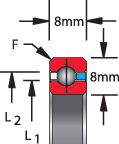 8 mm series, type C - radial contact, bearing profile