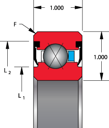 JG series (double sealed), type X - four point contact, bearing profile